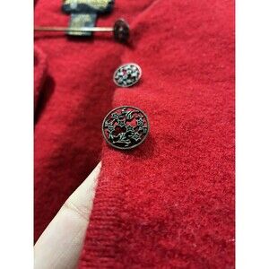 Vintage Requirements Petite 100% Wool Red Cardigan Sweater M Holiday Classic